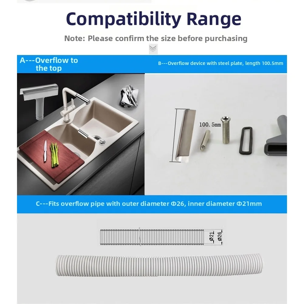 Home Improvement Kitchen Set - 304 Stainless Steel Sink Overflow Plate