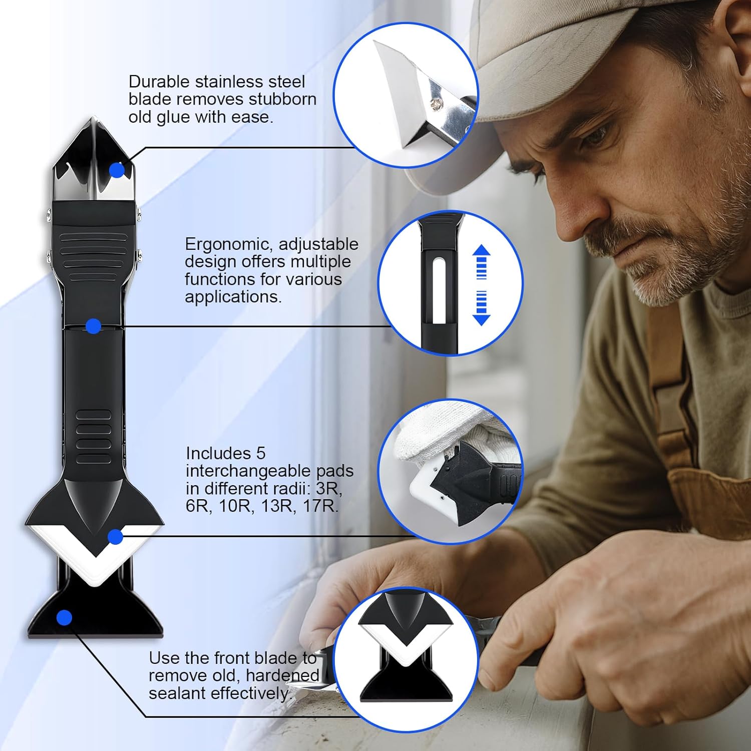 Bathroom Caulk Siliconized - 11Pcs Silicone Caulking Tools 3 in1
