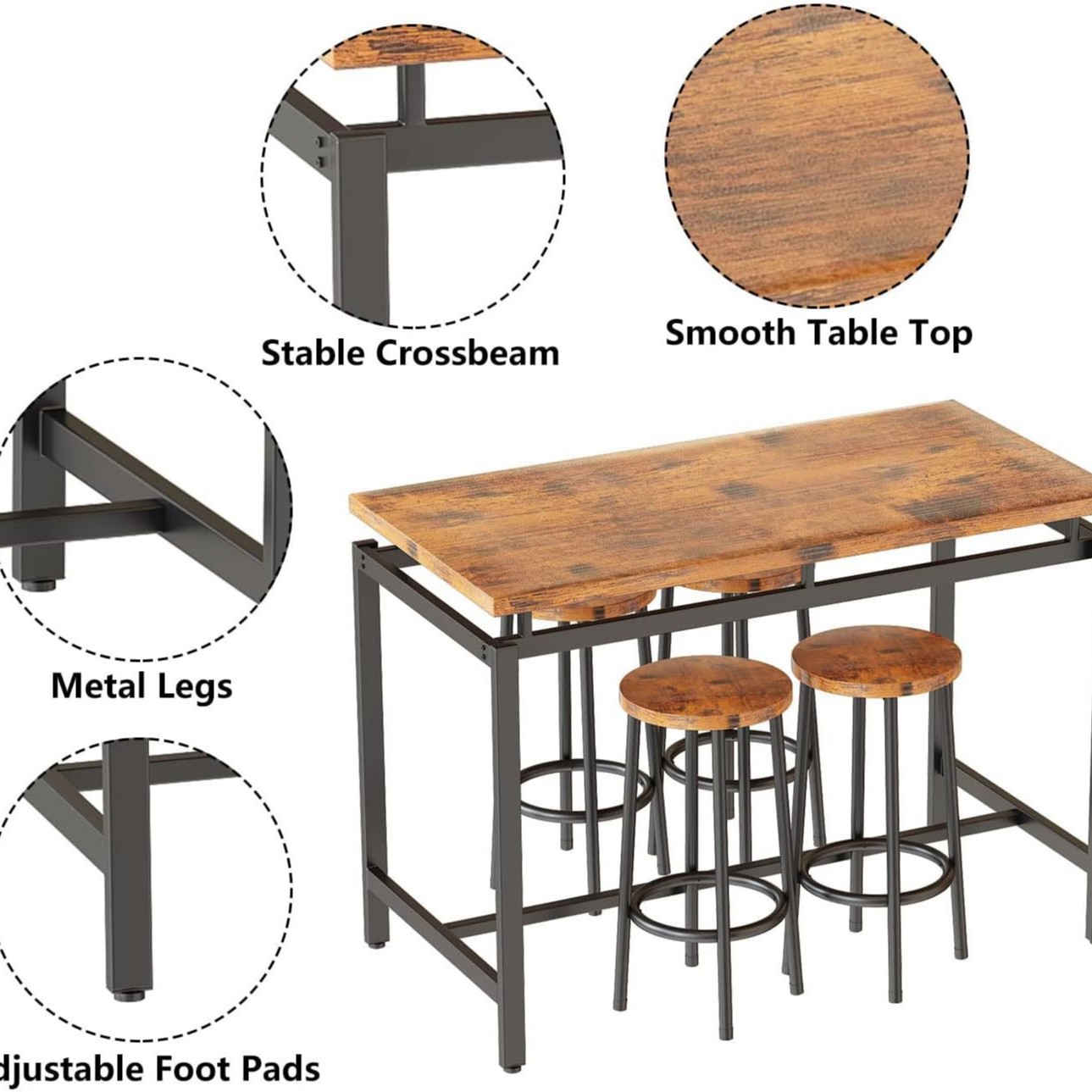 Dining table and chairs five-p - Home Improvement Kitchen Set 评论和价格