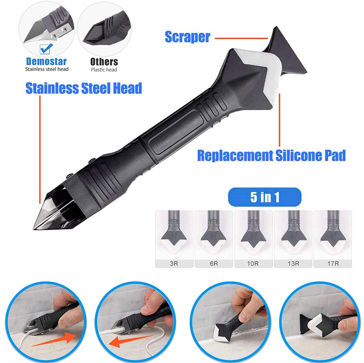 5 in 1 Silicone Caulking Tools - Bathroom Caulk Siliconized 评论和价格