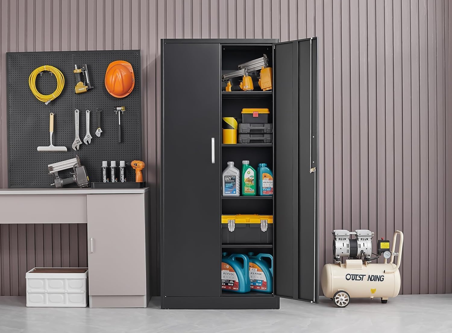 Metal Storage Cabinet With Adj - Home Improvement Help 评论和价格